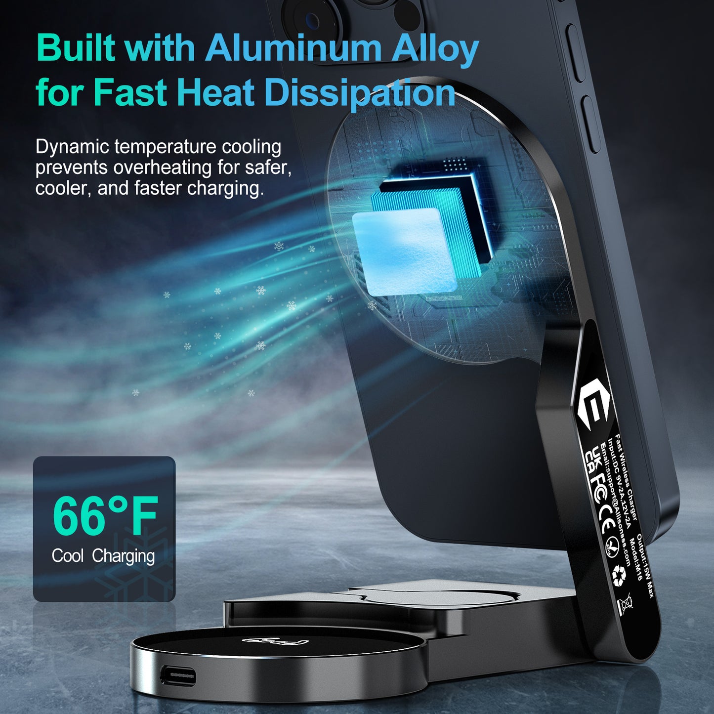 3 in 1 Wireless Charging Station, Ultrathin Foldable Aluminum Alloy Wireless Charger for iPhone 16/15/14/13/12 Series, AirPods Magsafe Charger for iWatch Series (Metal Gray)