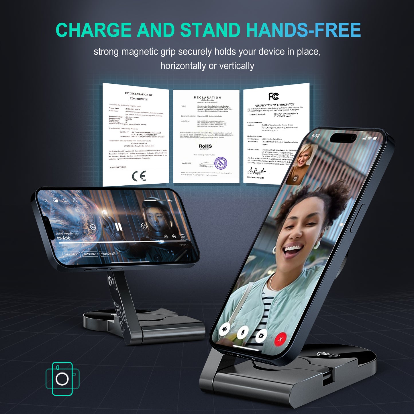 3 in 1 Wireless Charging Station, Ultrathin Foldable Aluminum Alloy Wireless Charger for iPhone 16/15/14/13/12 Series, AirPods Magsafe Charger for iWatch Series (Metal Gray)