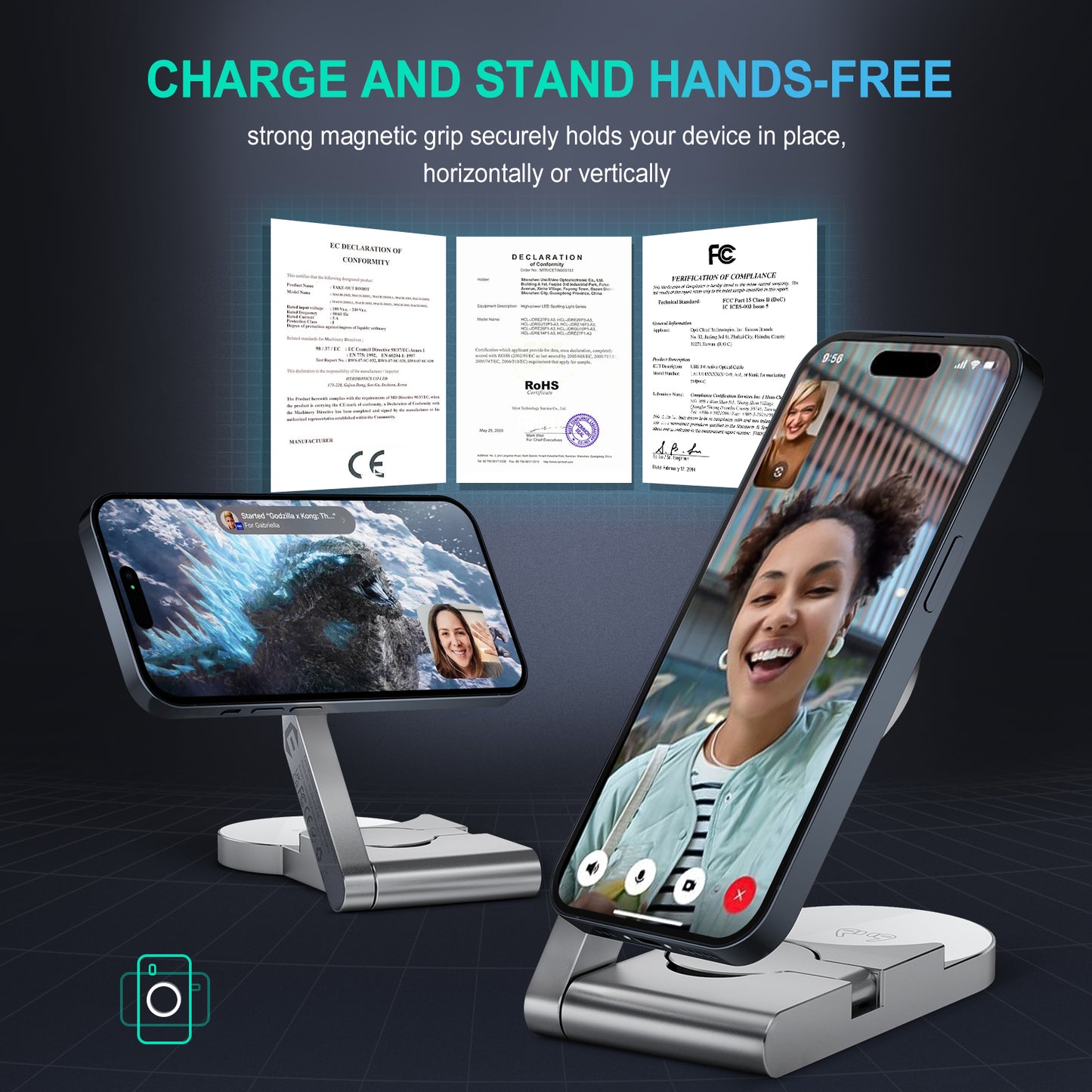 3 in 1 Wireless Charging Station, Ultrathin Foldable Aluminum Alloy Wireless Charger for iPhone 16/15/14/13/12 Series, AirPods Magsafe Charger for iWatch Series (Metal Gray)
